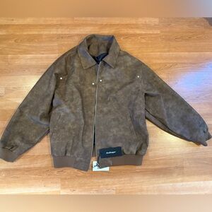Men's Brown Suede Bomber Jacket